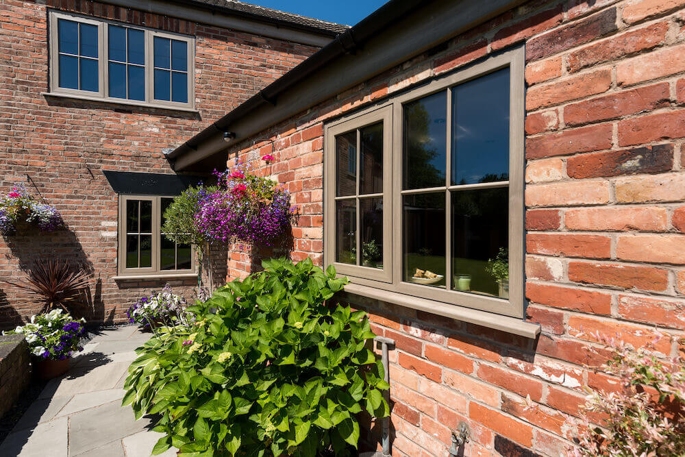 brown flush sash window