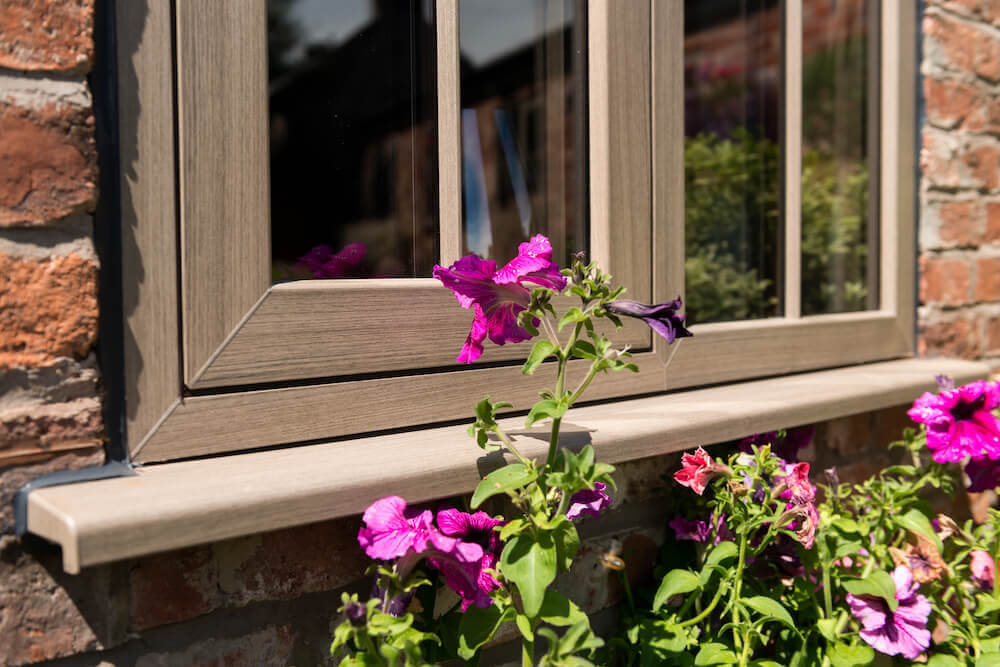 brown flush sash window