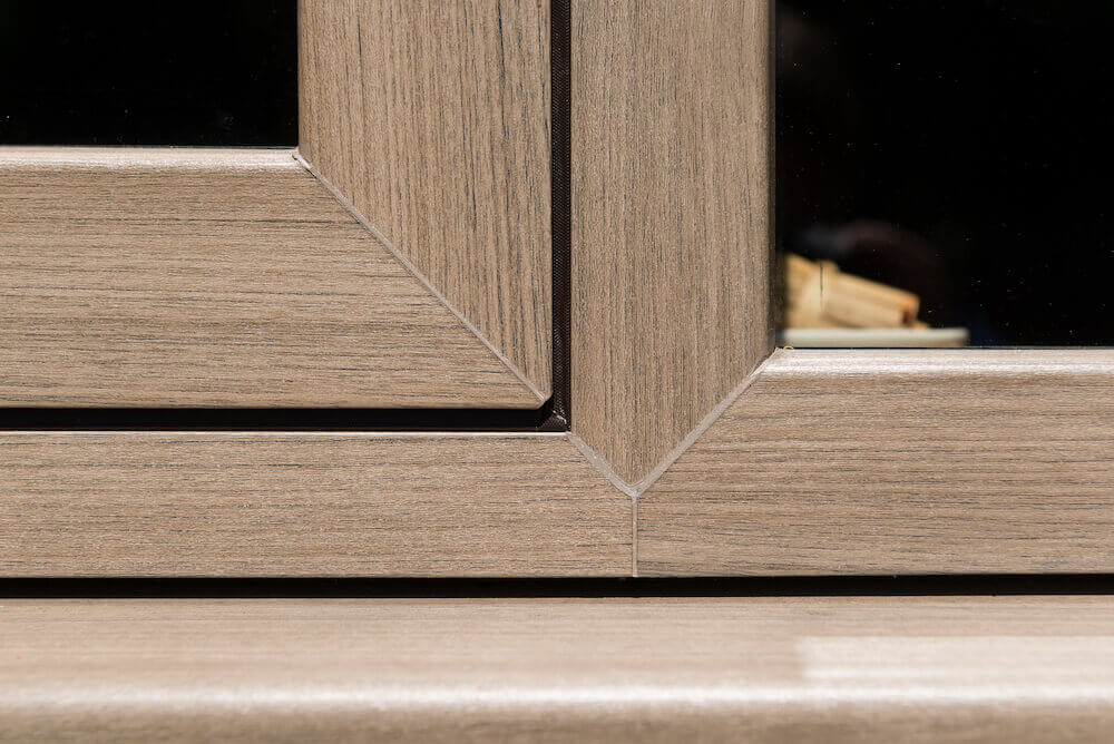 brown flush sash window