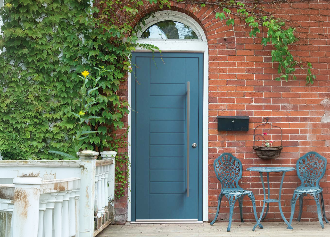 blue designer door